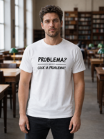 Balta maikė Kokia Problema? – lietuviškas marškinėlis su humoru